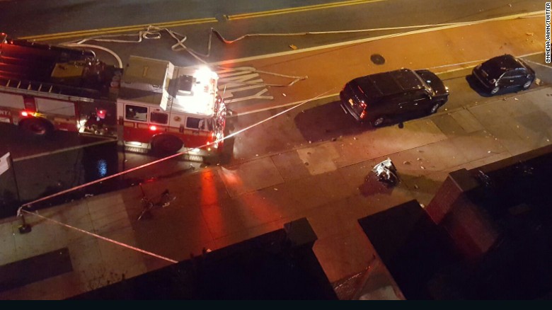 The scene of the explosion in New York&#39;s Chelsea neighborhood on Saturday, September 17. The New York police commissioner said 29 people were injured.