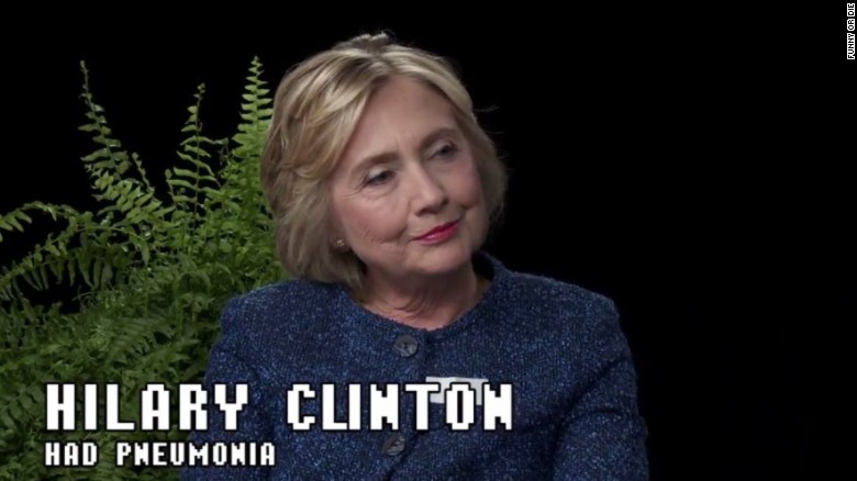 Hillary Clinton appears as a guest on Between Two Ferns with Zach Galifianakis, a web show on Funny or Die, on September 22, 2016. 