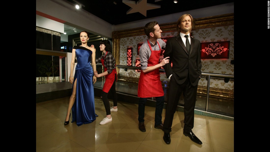 Wax figures of Angelina Jolie and Brad Pitt are moved apart at Madame Tussauds London on Wednesday, September 21. Jolie <a href="http://www.cnn.com/2016/09/20/entertainment/angelina-jolie-brad-pitt-divorce/" target="_blank">has filed for divorce,</a> citing irreconcilable differences. The actors were married in August 2014.