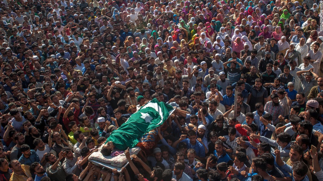 Kashmiri Muslims carry the body of Nasir Shafi, an 11-year-old <a href="http://www.cnn.com/2016/09/18/asia/india-kashmir-attack/" target="_blank">who was found dead</a> on the outskirts of Srinagar, India, on Friday, September 16. Residents of Srinagar told CNN that Shafi's body was riddled with pellet gun wounds, which Indian police and security forces have been using to disperse protesters in Indian-adminstered Kashmir. Police said the boy was hit with pellets during clashes between the two groups.