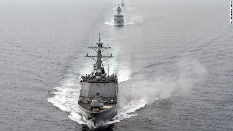 The drills saw the US guided missile destroyer USS Spruance join ships, submarines and planes from the South Korean navy in waters east of the Korean Peninsula.