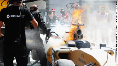 F1 driver escapes unscathed after fire