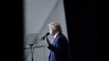 Republican presidential nominee Donald Trump speaks during a rally at Spooky Nook Sports center in Manheim, Pennsylvania on October 1, 2016.