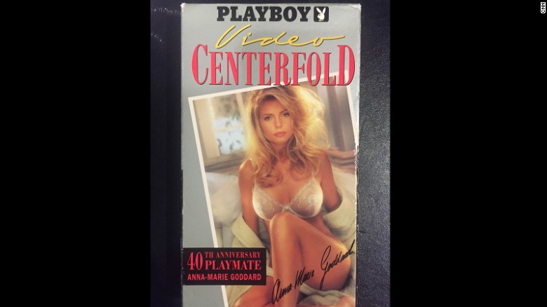 The VHS cover for a Playboy video that briefly features Donald trump.