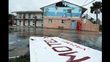 A motel in southeast Florida is damaged on October 7.