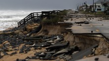 Parts of Highway A1A in Flagler Beach, Florida, were washed away by Hurricane Matthew on Friday, October 7.