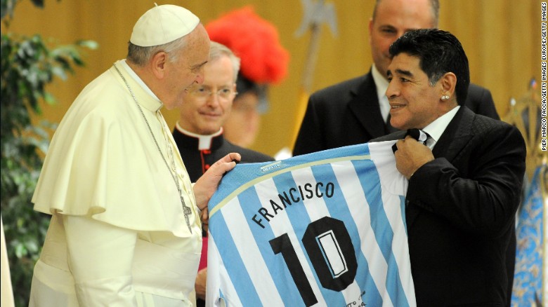 Maradona also starred in the 2014 peace charity game, which was again hosted by Pope Francis. 