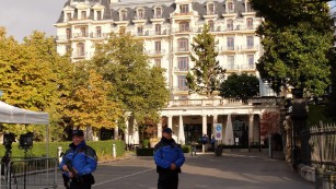 Security is tight Saturday as diplomats meet in Lausanne, Switzerland.