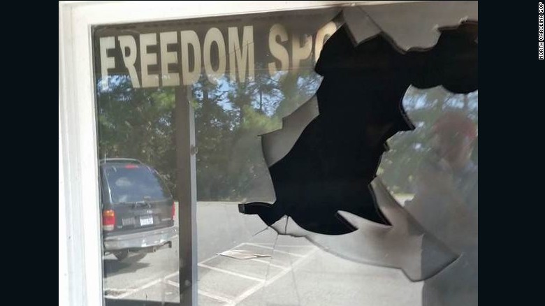 A firebomb was thrown through the window of the Orange County Republican office.