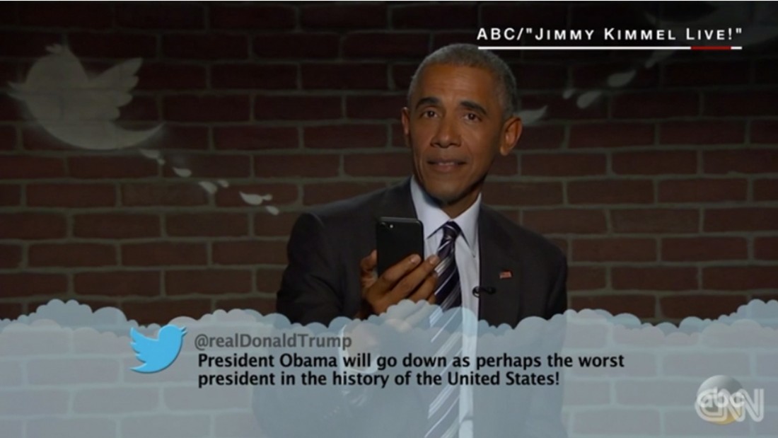 Obama reads Trump's mean tweet about him on 'Jimmy Kimmel Live!'
