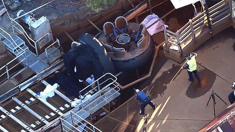 Investigators examine the ride and the site of the accident.