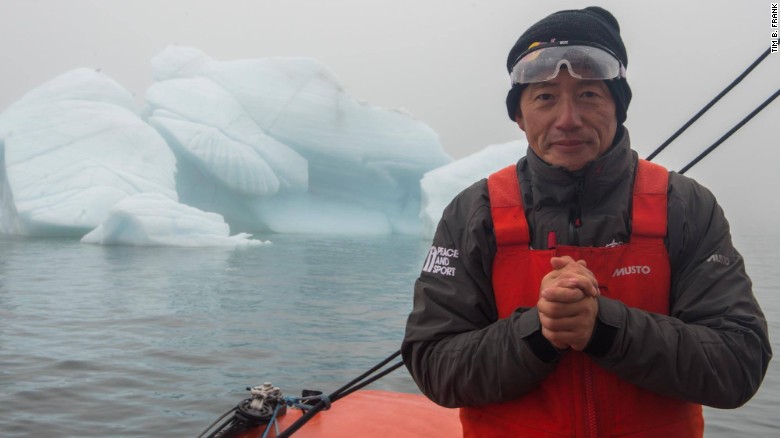 Chinese sailor Guo Chuan sailing in the Laptev Sea in 2015.