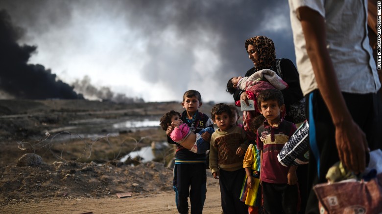 Many Iraqi families have been displaced by the ongoing operation to retake the city of Mosul from ISIS.