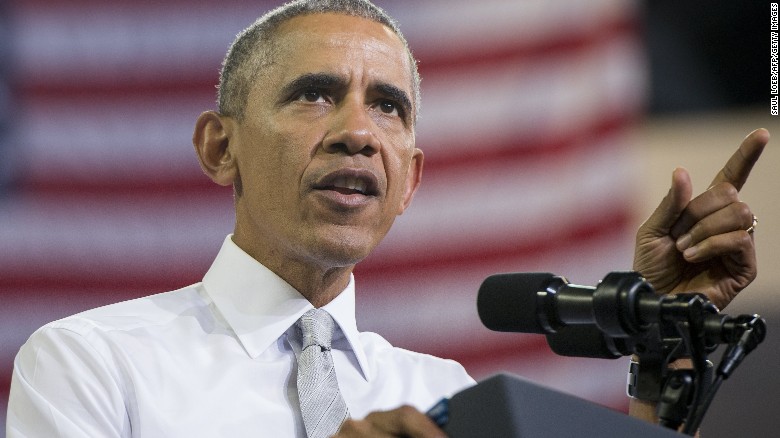 US President Barack Obama speaks during a Hillary for America campaign event for Democratic Presidential nominee Hillary Clinton at the CFE Federal Credit Union Arena at the University of Central Florida in Orlando, Florida, October 28, 2016. 