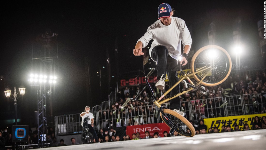 Viki Gomez performs during the finals of the BMX Flatland World ...