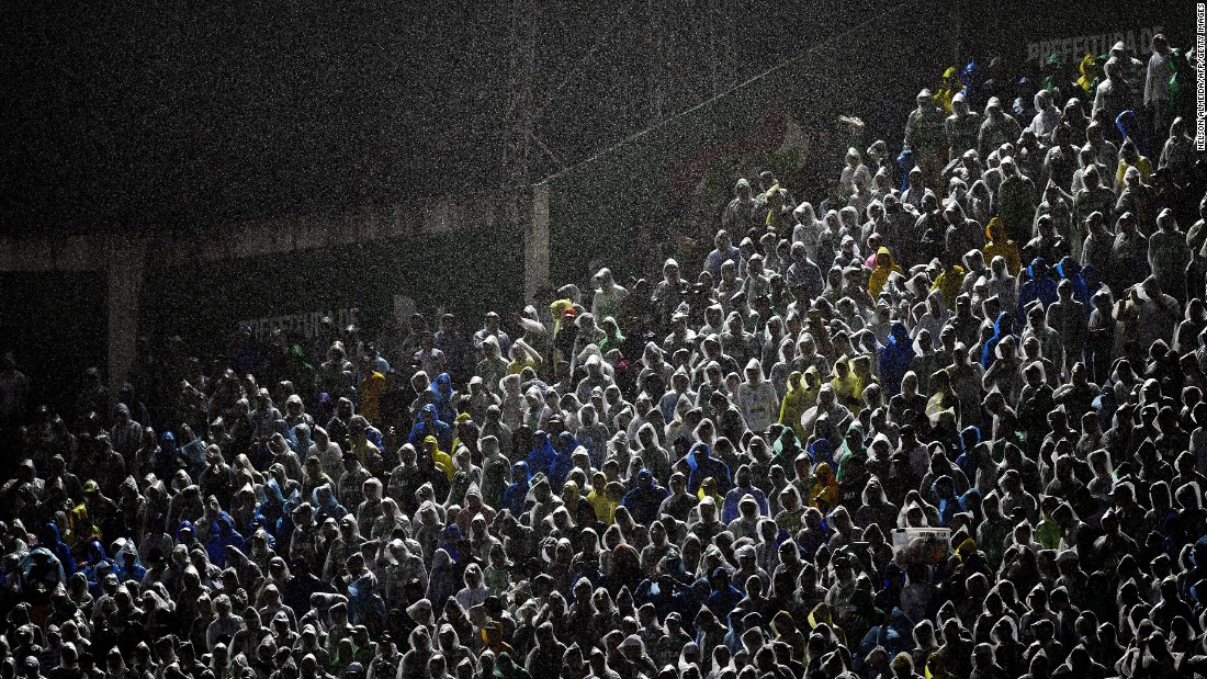 of the Brazilian soccer club Chapecoense cheer for their team ...