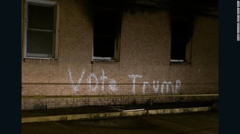 Church torched, vandalized with 'vote Trump' graffiti