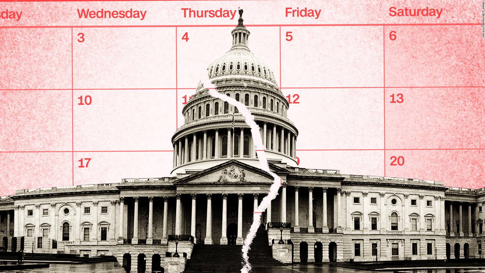 A digital illustration of the Capitol split in two with a calendar