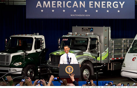 Speaking at a Daimler truck factory, President Obama proposed a broad set of intiatives for alternative-fuel vehicles.