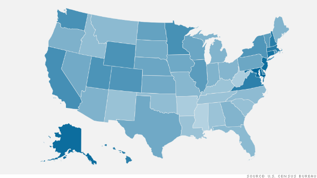 map, median household income