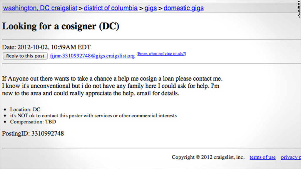 Desperately seeking co-signers -- on Craigslist