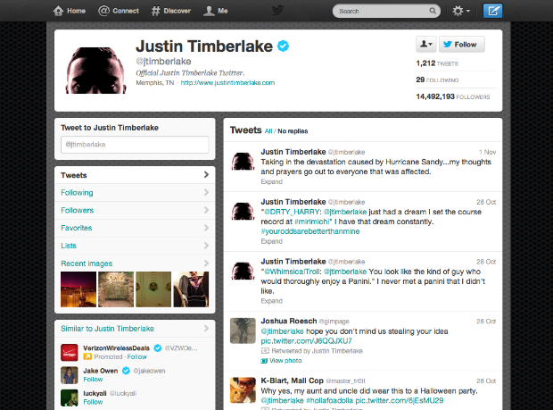 justin timberlake twitter