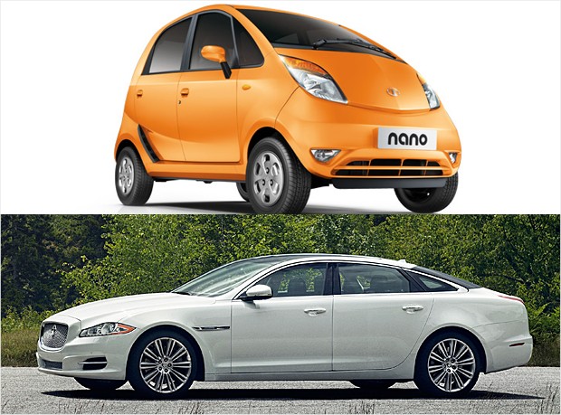 mass market vs luxury - tata nano jaguar xj