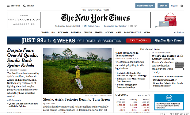 El New York Times rediseña su sitio web para la era de los 'smartphones' y las tabletas