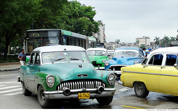 cuban cars green white taxi 