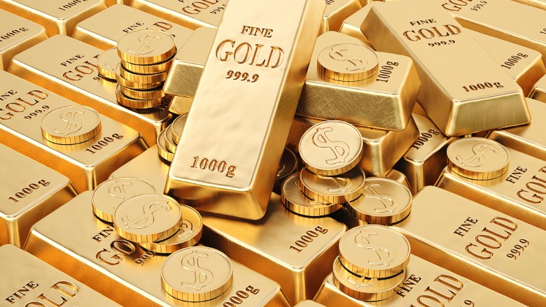 gold bars coins