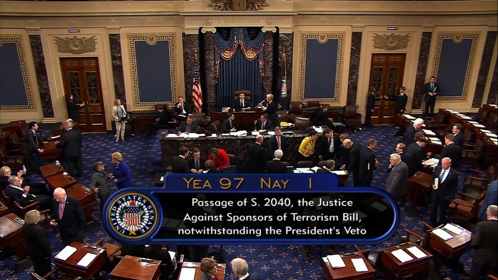 Senate Overturns Obamas Veto Of 911 Bill Sep 28 2016 