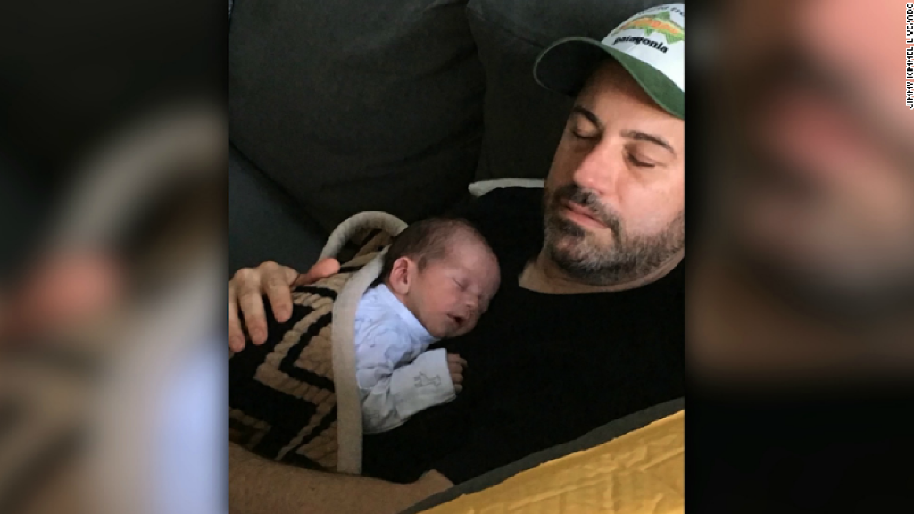 Kimmel chokes up over newborn's health