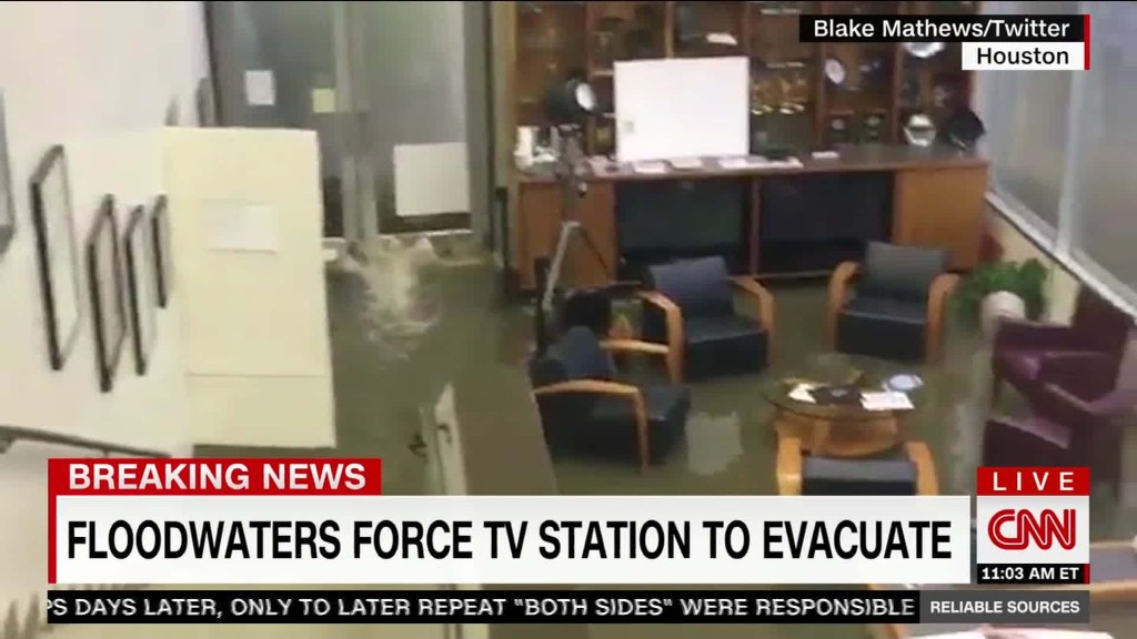 Houston TV station rushed to higher ground as floodwater rises 