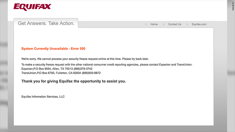 equifax lift freeze online