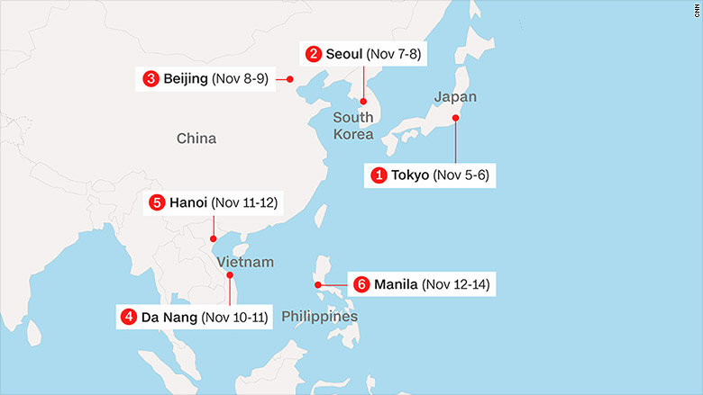 Trump Asia trip map 20171106