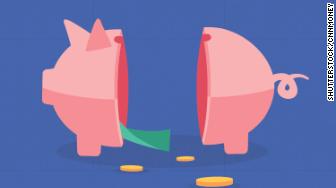 retirement empty half piggy bank