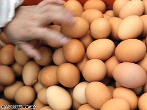 Poultry products, including eggs, may be contaminated with melamine through animal food.