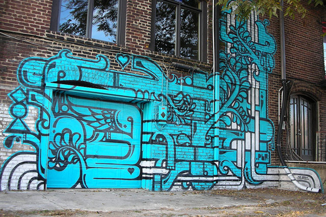 An aerosol mural by Ferrari in the Castleberry Hill neighborhood of Atlanta, Georgia.