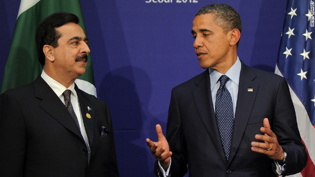 President Obama talks with Pakistan's Prime Minister Yousuf Raza Gilani. Pakistan has accepted NATO's invitation to the Chicago summit.