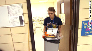 Dawn Loggins has worked as a janitor her senior year to make ends meet.
