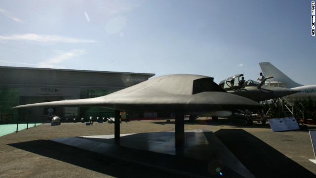 A model of of the European "Neuron" UAV at the Paris Air Show in Le Bourget, France in 2005. The UAV is an European Research project led by Dassault Aviation.