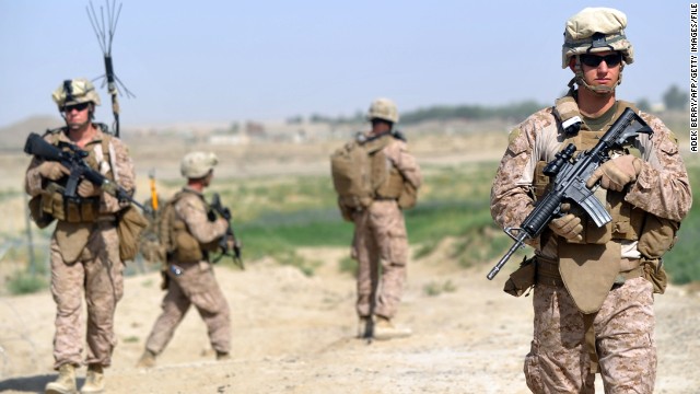 U.S. Marines from the 3rd Battalion 8th Marines Regiment start their patrol in Helmand Province on June 27. 