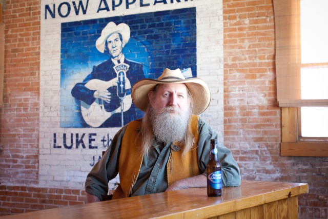 Artist Bobby Allen's work can be found all over town, including this mural of Hank Williams in Nors Sausage & Burger House.