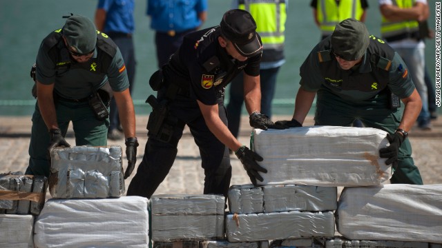 Packages of cocaine seized by police in Spain last month