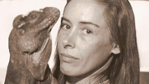 Wendy Townsend and her rhinocerous iguana Sebastian.