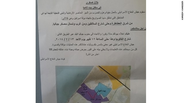Warning leaflet dropped in Gaza.
