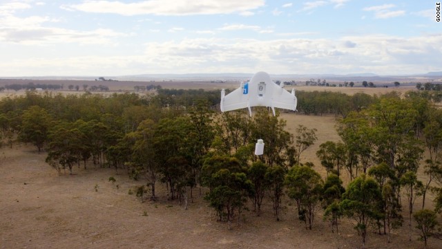 Google's Project Wing prototype tests delivery by drone on a farm in Australia. 