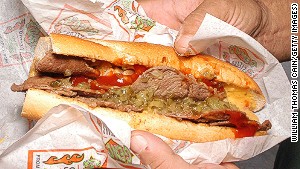 Classic Philly cheesesteak from Geno\'s Steak.