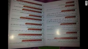 Armed men distributed this pamphlet Friday to worshipers in Mosul, outlining what\'s permissible to do with non-Muslim captives.