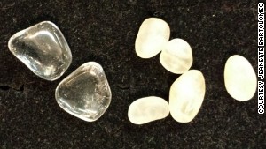 Sea &quot;diamonds,&quot; both before, right, and after polishing.